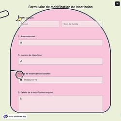 Formulaire de Modification de Inscription