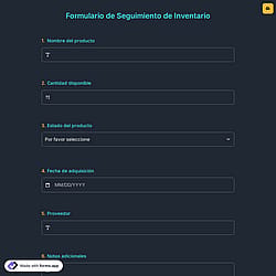 Formulario de Seguimiento de Inventario