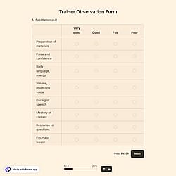 Trainer Observation Form