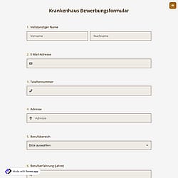 Krankenhaus Bewerbungsformular