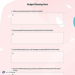 Budget Planning Form