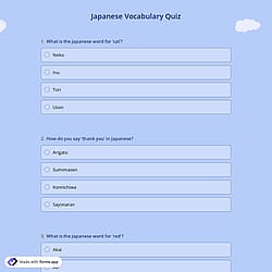 Japanese Vocabulary Quiz