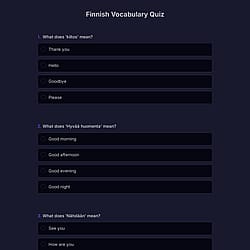 Finnish Vocabulary Quiz