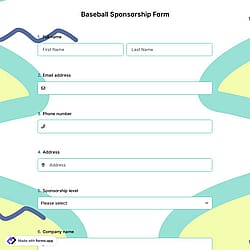 Baseball Sponsorship Form