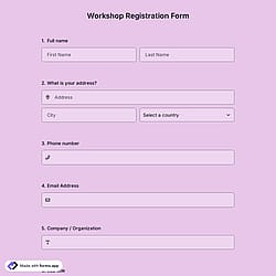 Workshop Registration Form Template