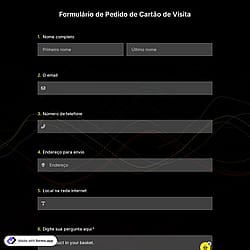 Modelo de Formulário de Pedido de Cartão de Visita