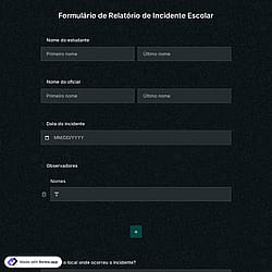 Modelo de Formulário de Relatório de Incidente Escolar