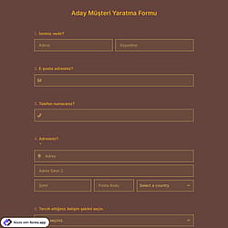 Potansiyel Müşteri Oluşturma Formu Şablonu