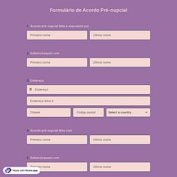 Formulário de Acordo Pré-nupcial