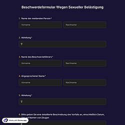 Beschwerdeformular Wegen Sexueller Belästigung