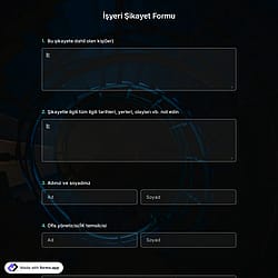 İşyeri Şikayet Formu Şablonu