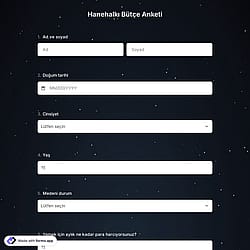 Hanehalkı Bütçe Anketi Şablonu