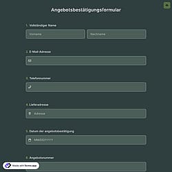 Angebotsbestätigungsformular