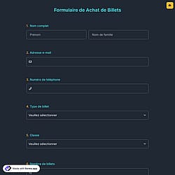 Formulaire de Achat de Billets