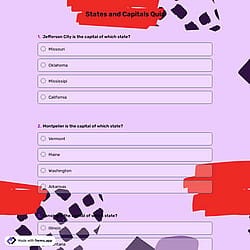 States and Capitals Quiz