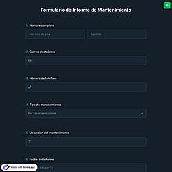 Formulario de Informe de Mantenimiento