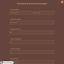 Formulário de Acordo de Colocação
