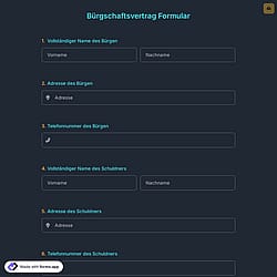 Bürgschaftsvertrag Formular