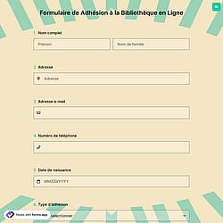 Formulaire de Adhésion à la Bibliothèque en Ligne
