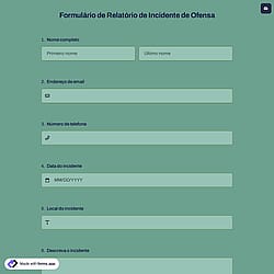 Formulário de Relatório de Incidente de Ofensa