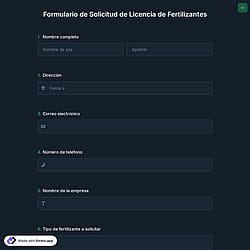Formulario de Solicitud de Licencia de Fertilizantes