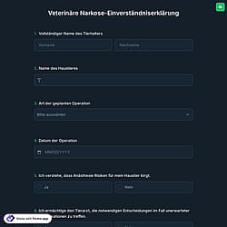 Veterinäre Narkose-Einverständniserklärung