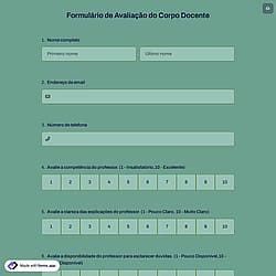 Formulário de Avaliação do Corpo Docente