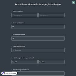 Formulário de Relatório de Inspeção de Pragas