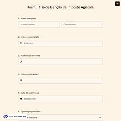 Formulário de Isenção de Imposto Agrícola