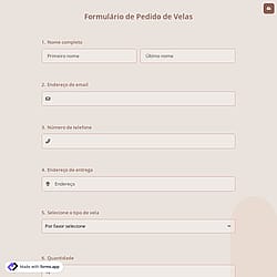 Formulário de Pedido de Velas