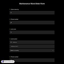 Maintenance Work Order Form