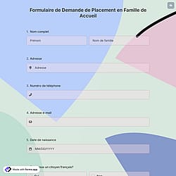 Formulaire de Demande de Placement en Famille de Accueil
