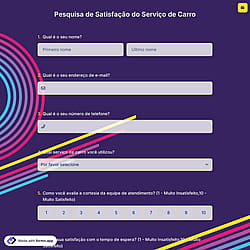 Pesquisa de Satisfação do Serviço de Carro