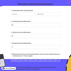 Mitarbeiter Gehaltserhöhung Formular