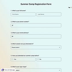 Summer Camp Registration Form