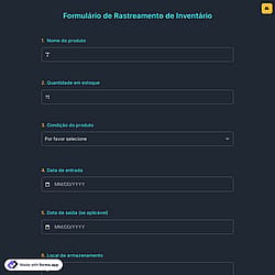 Formulário de Rastreamento de Inventário