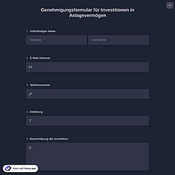 Genehmigungsformular für Investitionen in Anlagevermögen