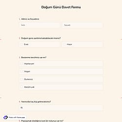 Doğum Günü Davet Formu