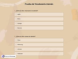 Cuestionario de Vocabulario en Alemán