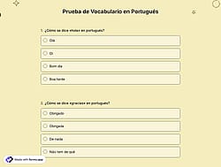 Cuestionario de Vocabulario en Portugués