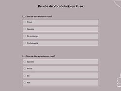 Cuestionario de Vocabulario Ruso