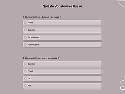 Quiz de Vocabulaire Russe