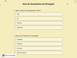 Quiz de Vocabulário em Português