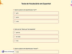 Quiz de Vocabulário de Espanhol