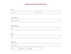Employment Application Form Template