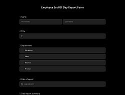 Employee End Of Day Report Form Template