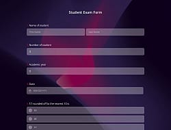Student Exam Form Template