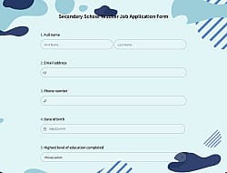 Secondary School Teacher Job Application Form