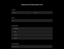 Employee End Of Day Report Form Template