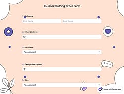 Custom Clothing Order Form